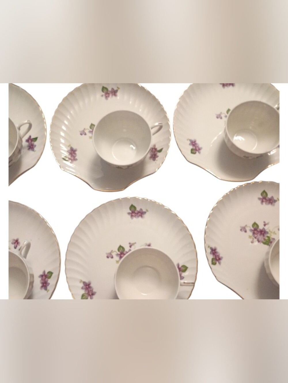 Vintage Porcelain Japan Snack Plates And Cups 31/10D Set Of 10 - Picture 3 of 10